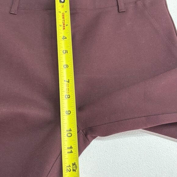 Quince Minimalist Stretch Ankle Ponte Pants Trousers Womens MP Burgundy Office - Picture 9 of 10